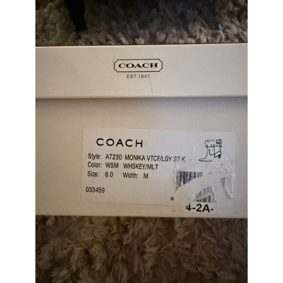 Coach Monika Whiskey Brown Leather Tall Boots with Signature Color Sweater Cuff - Picture 3 of 6